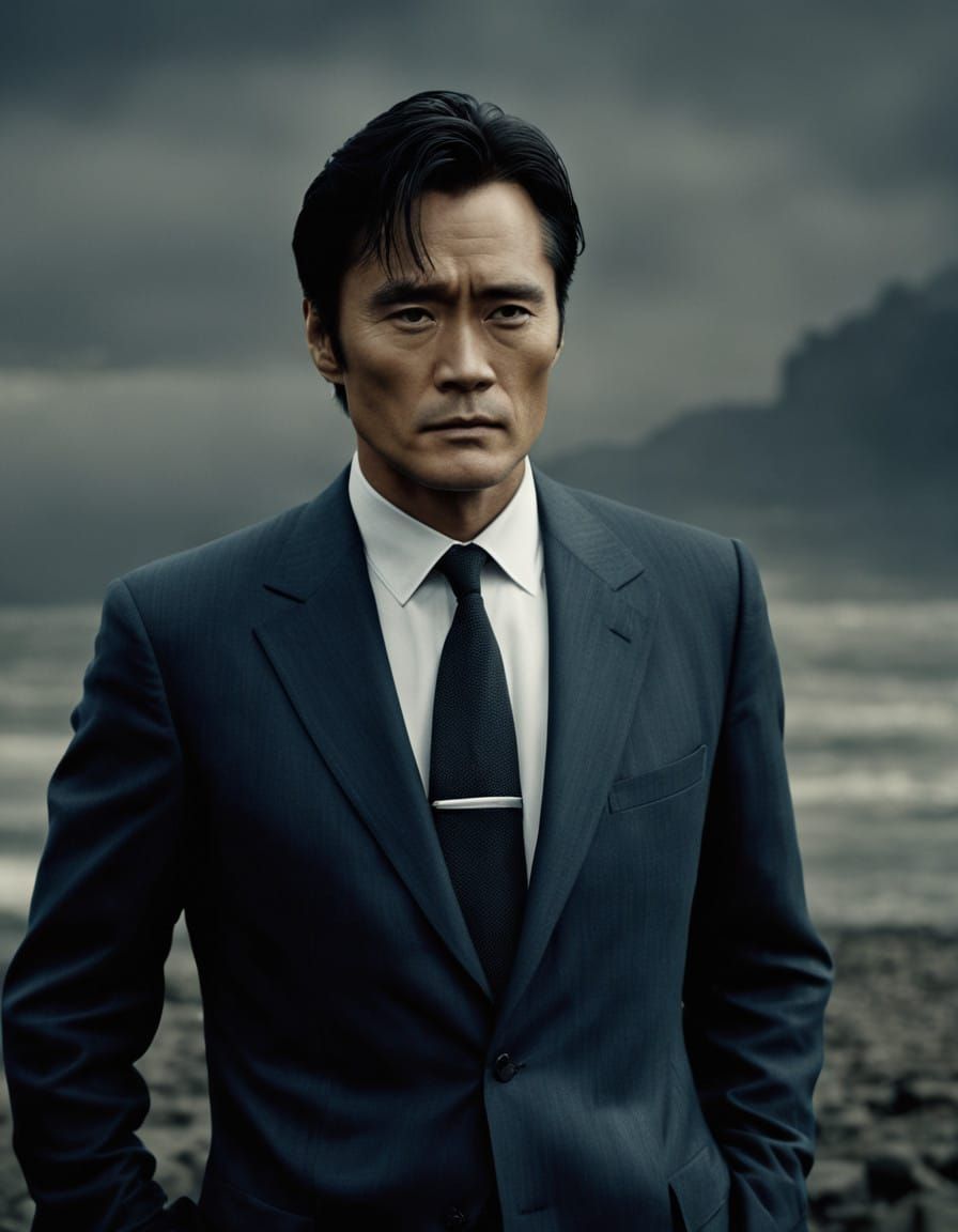 Dashing Film Noir Figure in a Tailored Suit