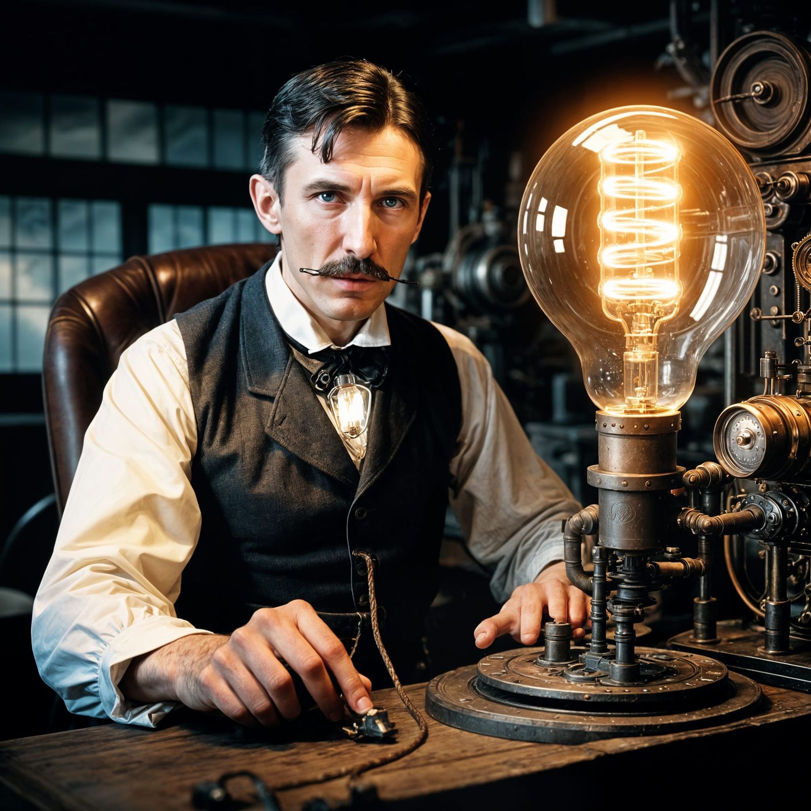 Nikola Tesla Unveils a Steampunk Masterpiece Automobile