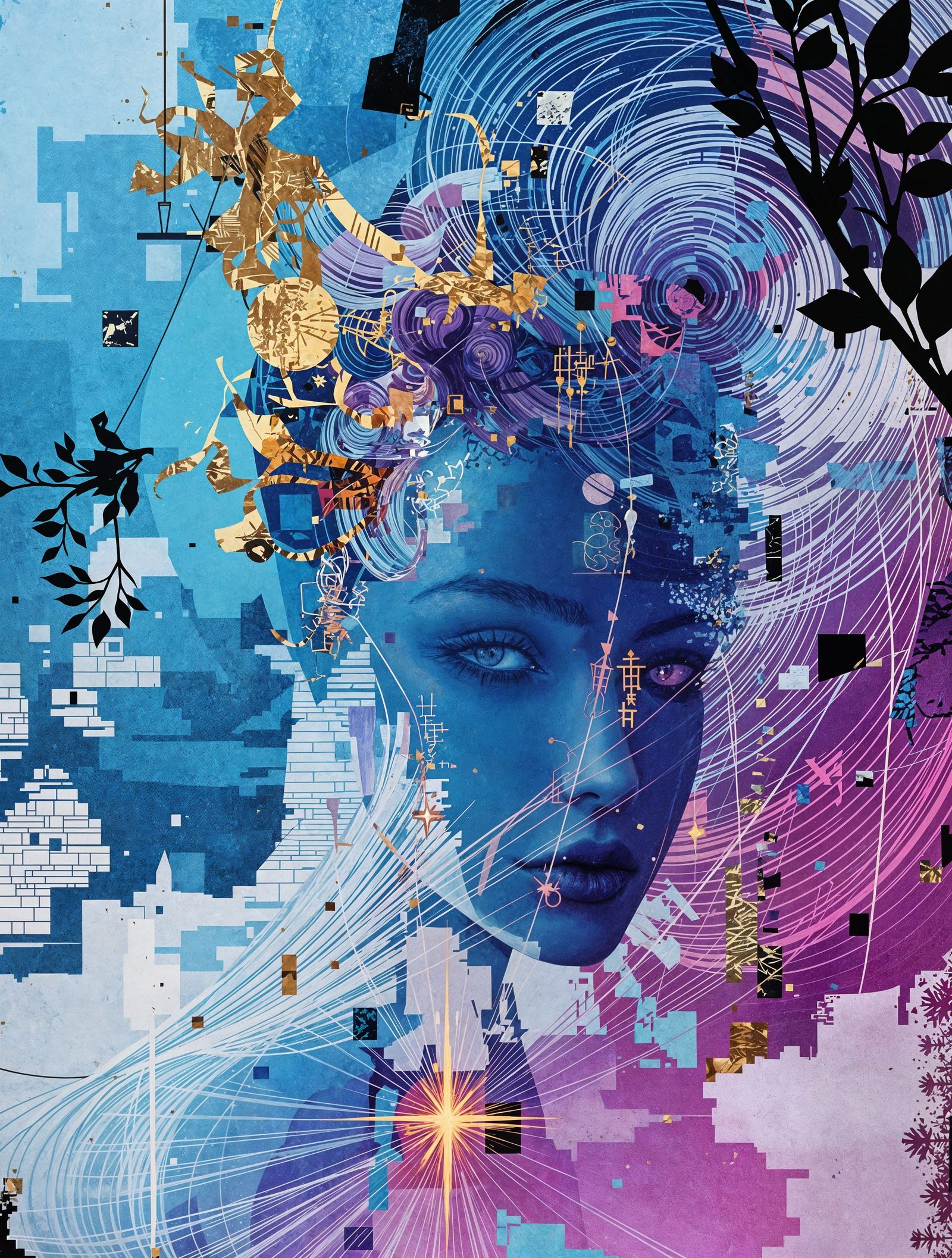 Surreal Huế Riverbank Scene in Mixed Media Style