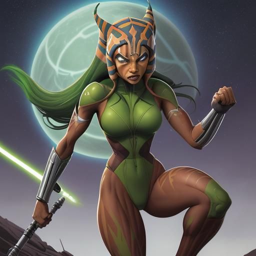 Ahsoka Tano as She-Hulk in Comic Book Art