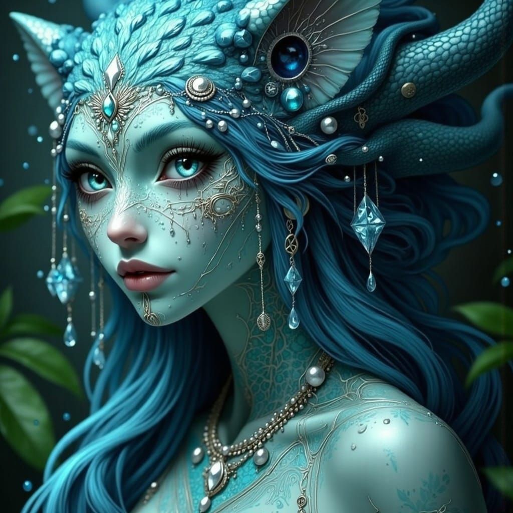 Hyperrealistic Mami Wata Water Spirit Portrait