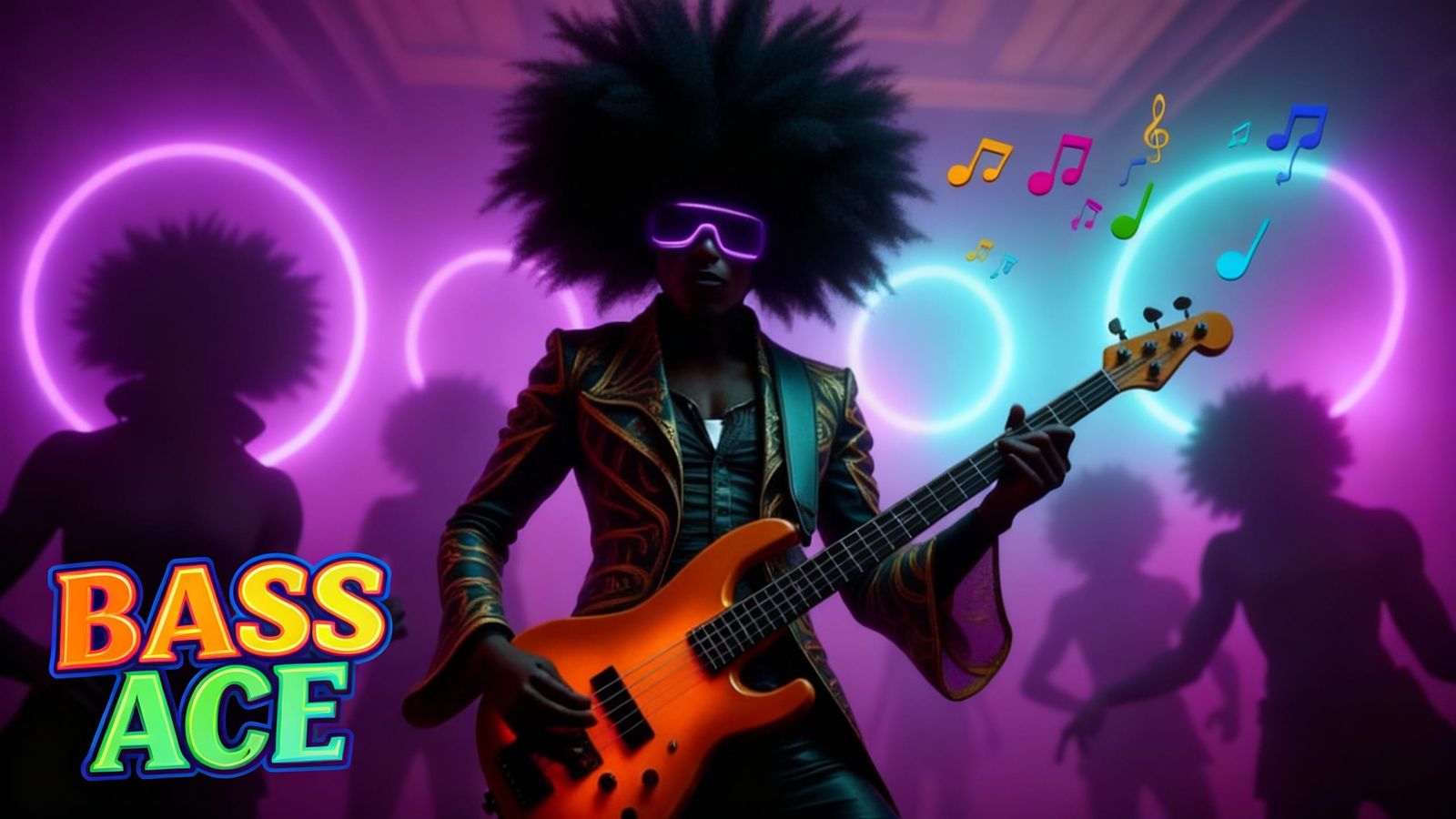 Funk Resistance Fighter Bass Ace with Neon Afro