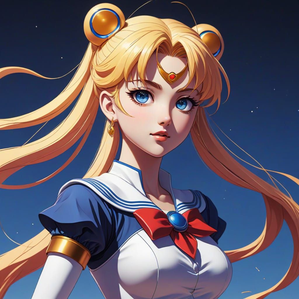 Heroic Sailor Moon in Vibrant Anime Style