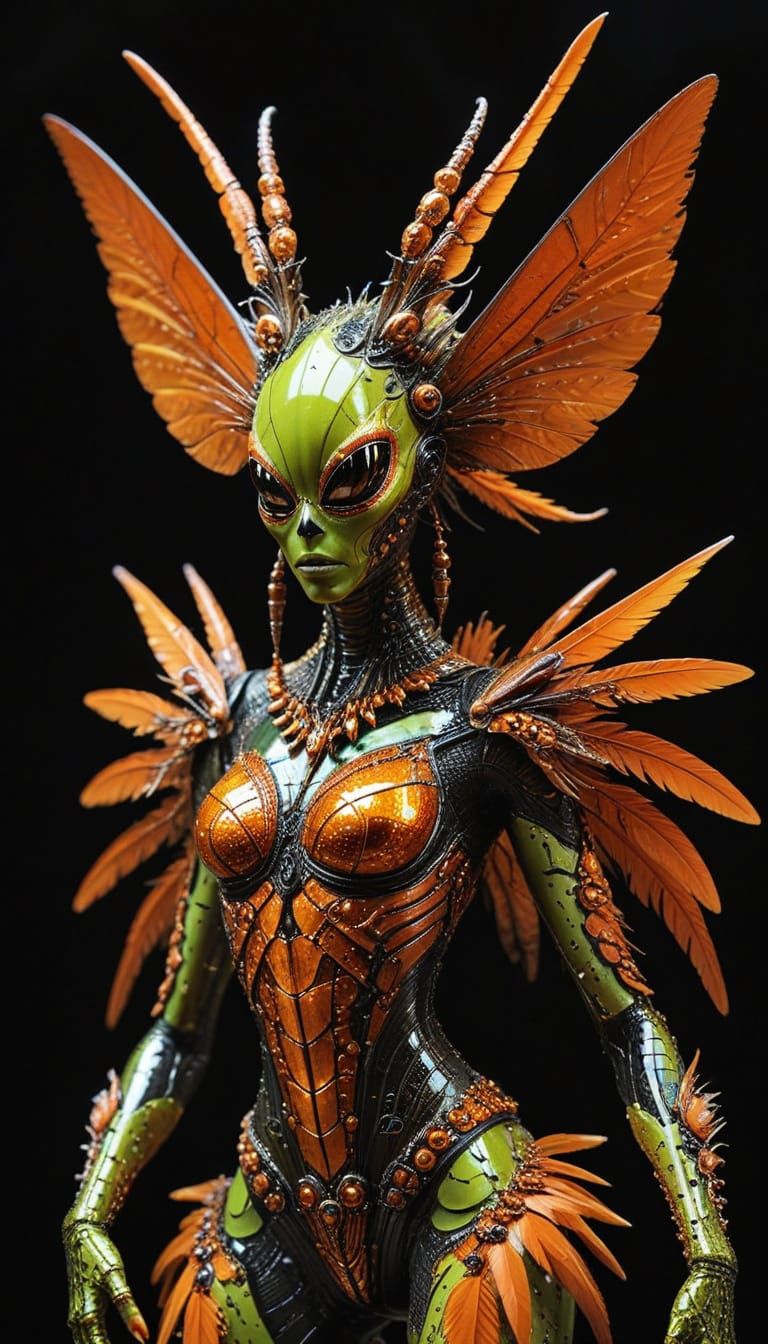 Insectoid Alien Showgirl in Baroque Style