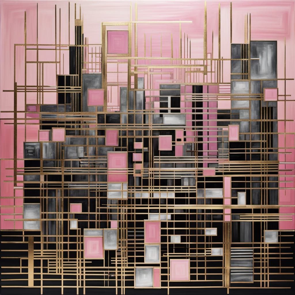 Futuristic City of Squares in Metallic Tones