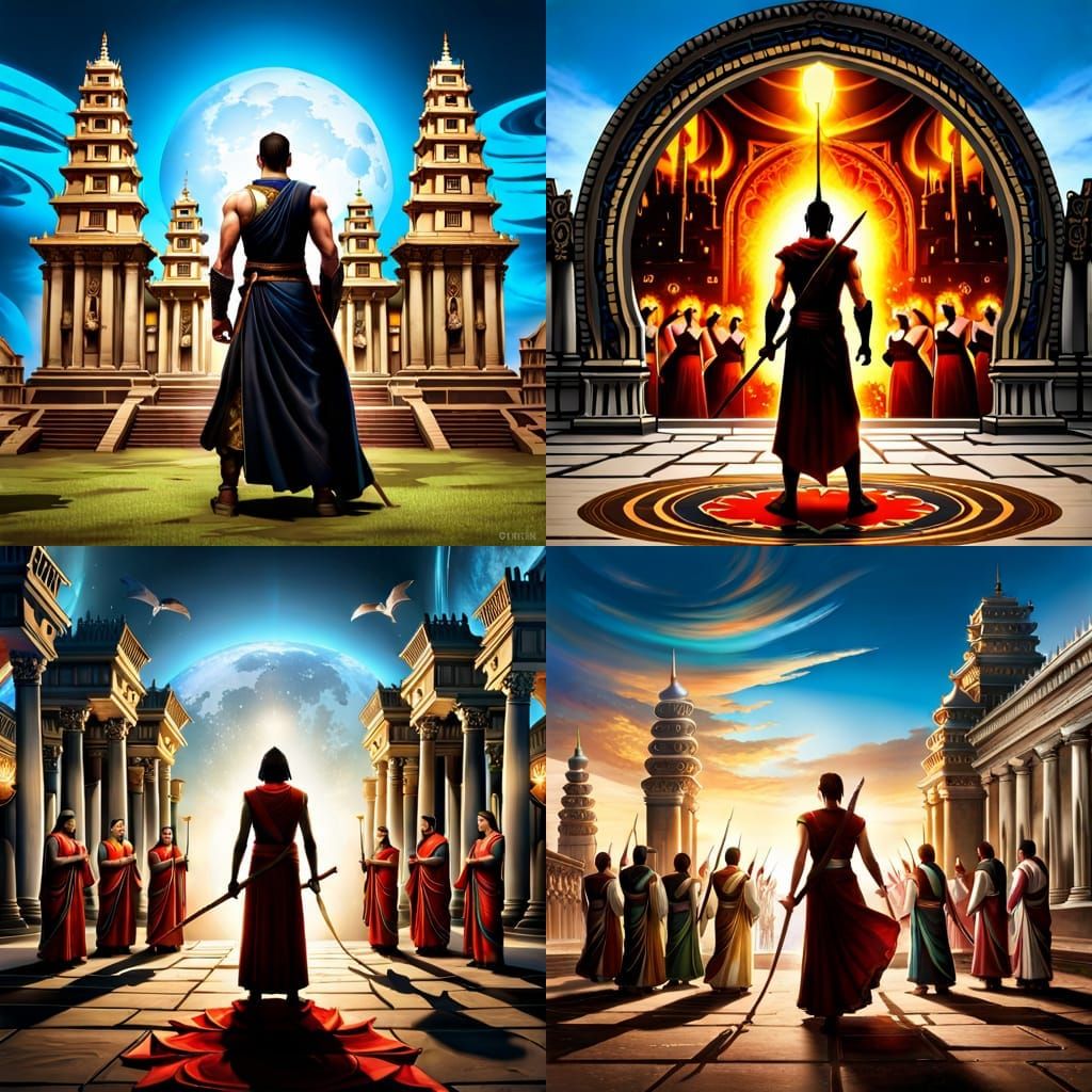 Androgenous Warrior About to Attack Temple