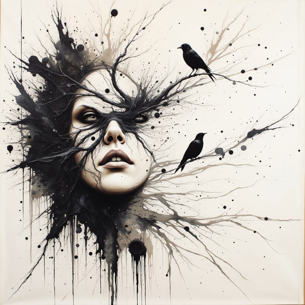 Emotional Abstract Watercolor with Geometric Designs