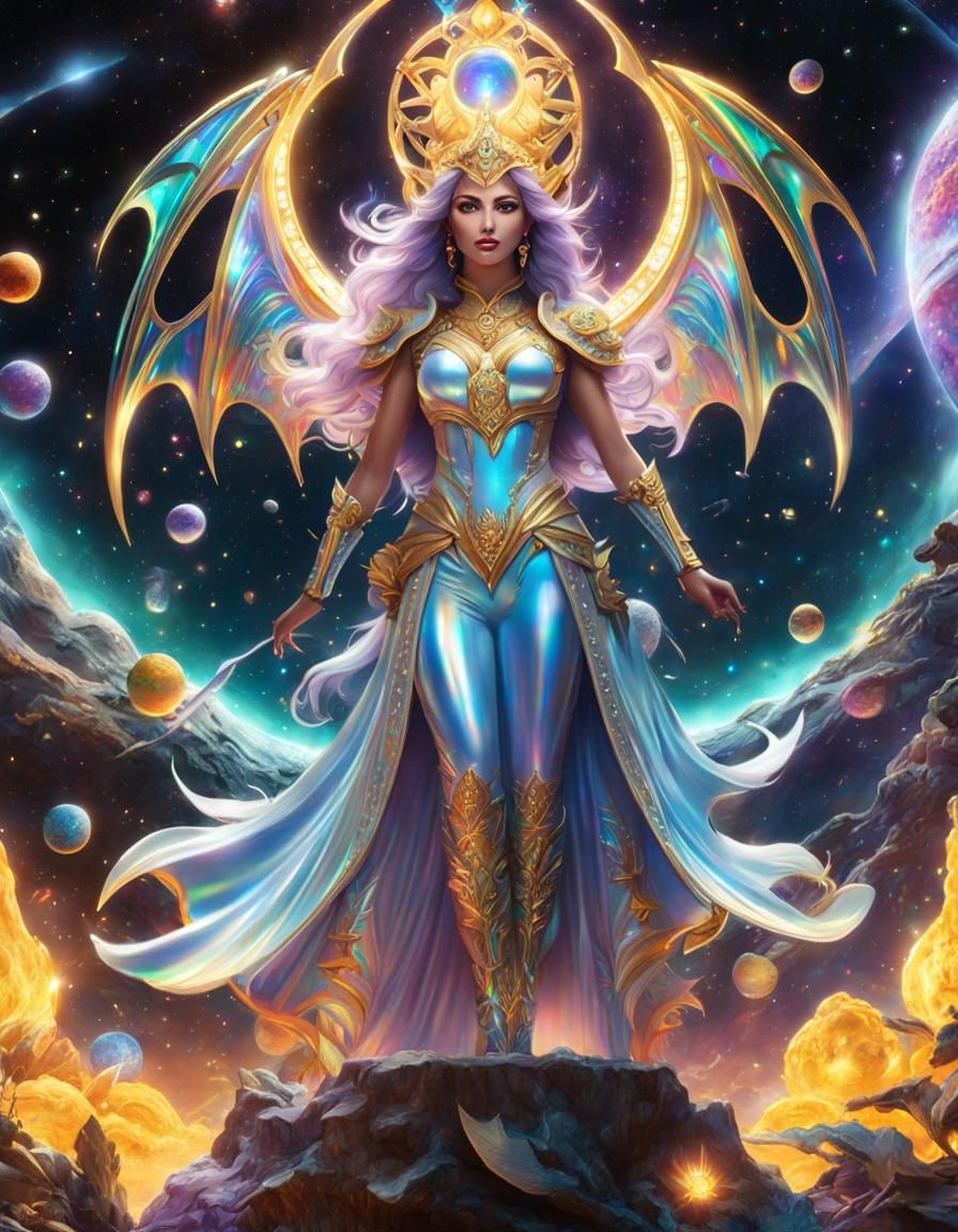 Rainbow Dragon Girl with Metal Skeleton