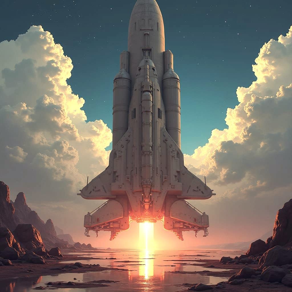 Brutalist Space Age Launch Pad in Abstract