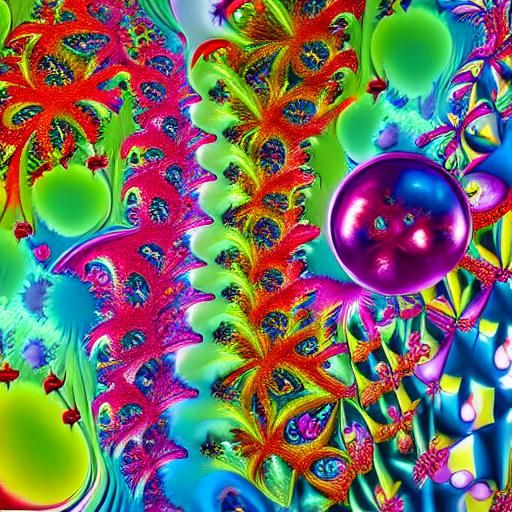 Abstract Dodecahedron: Vivid Fractal Graffiti Art