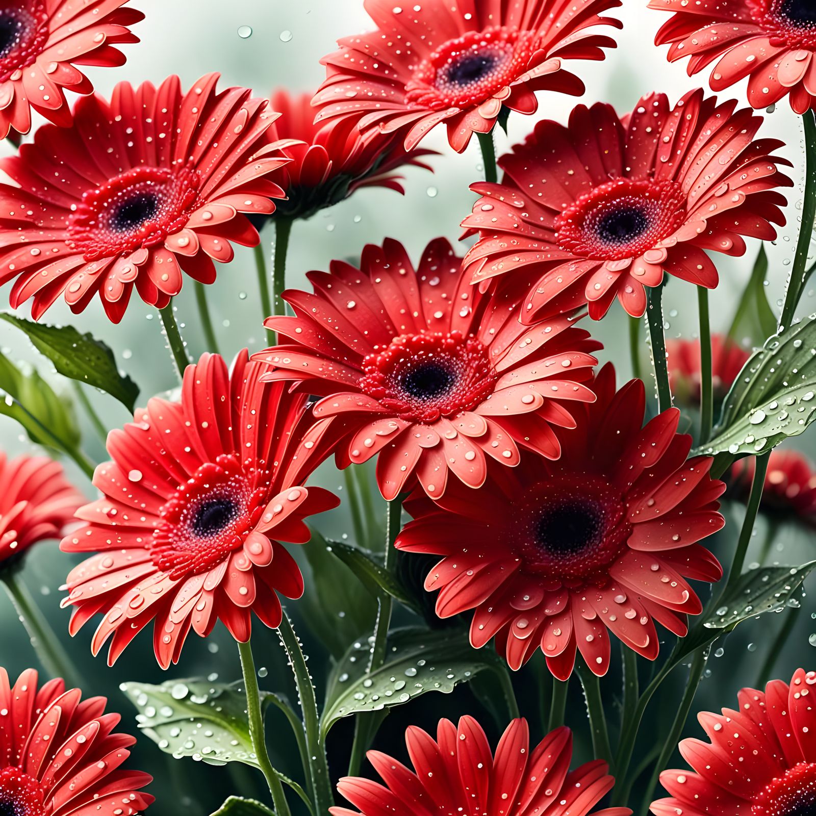 Vibrant Watercolor Gerbera Flowers in Soft Focus