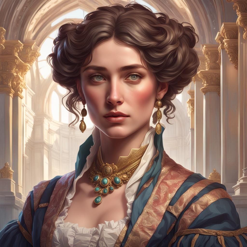 Regency Era Woman Portrait in Digital Art Style