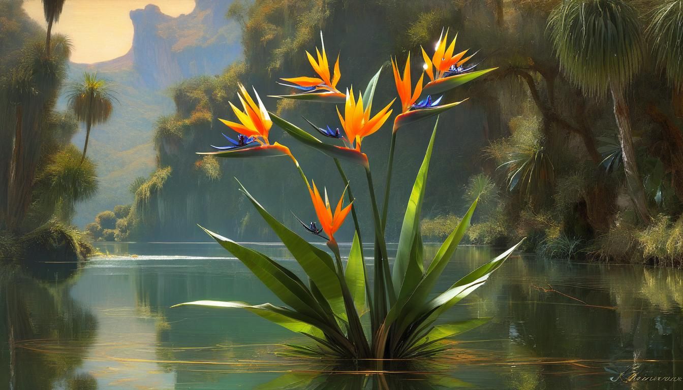 Exotic Fractal Landscape with Strelitzia and Jacare
