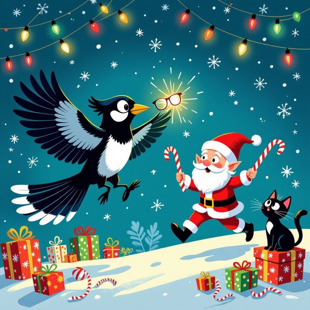 Magpie Mischief: Santa's Spectacles Cartoon Adventure