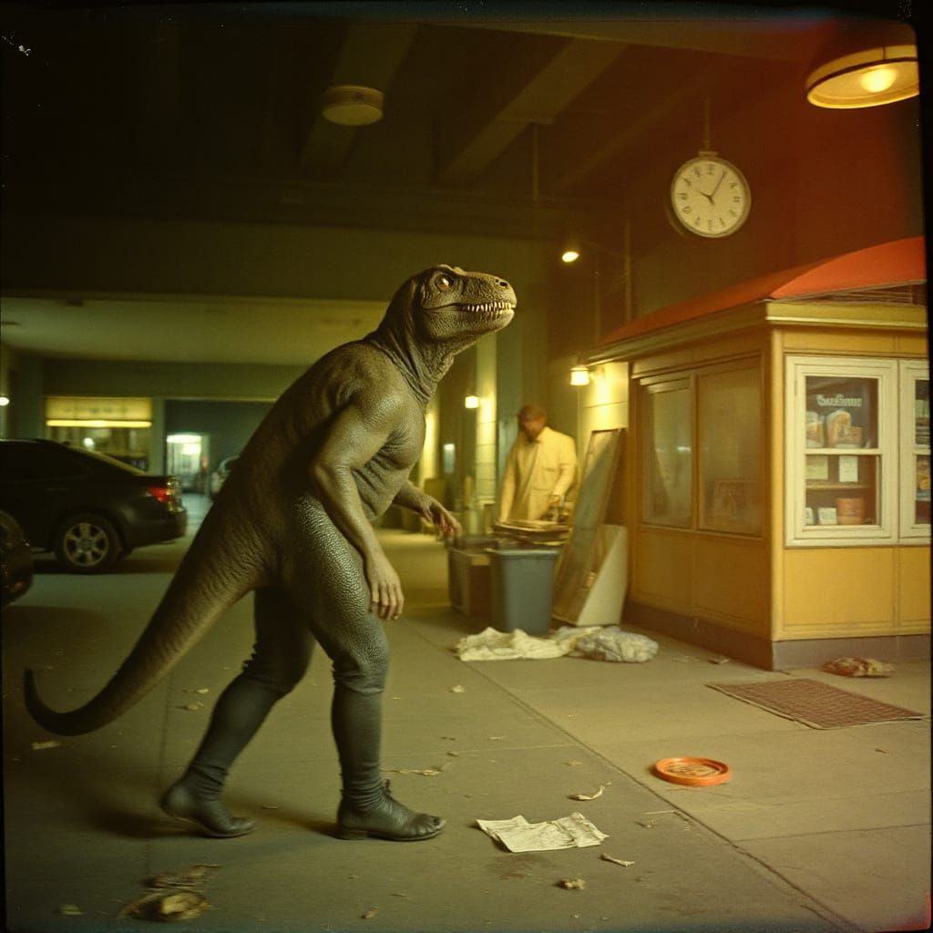 Urban Witchcraft Dinosaur in Chaotic Motion Blur