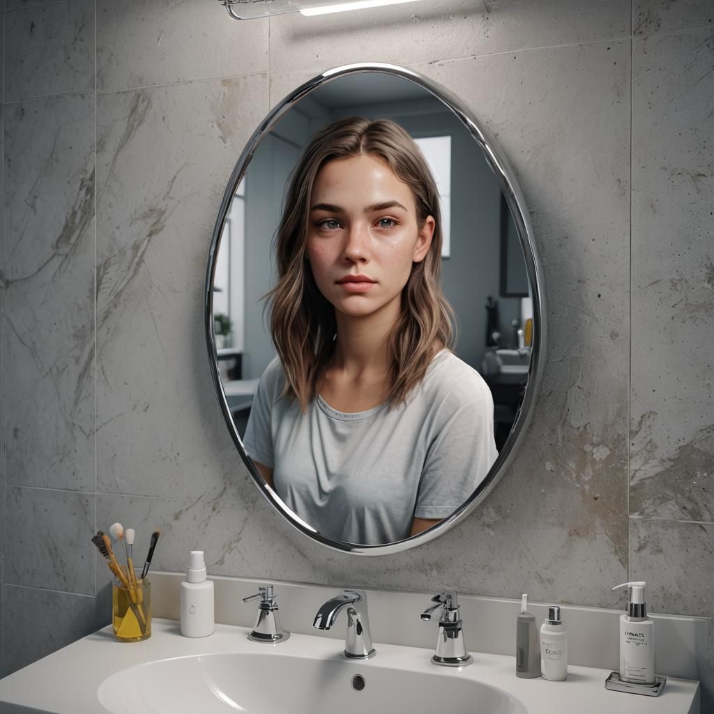 Woman Brushing Hair in Biopunk Style