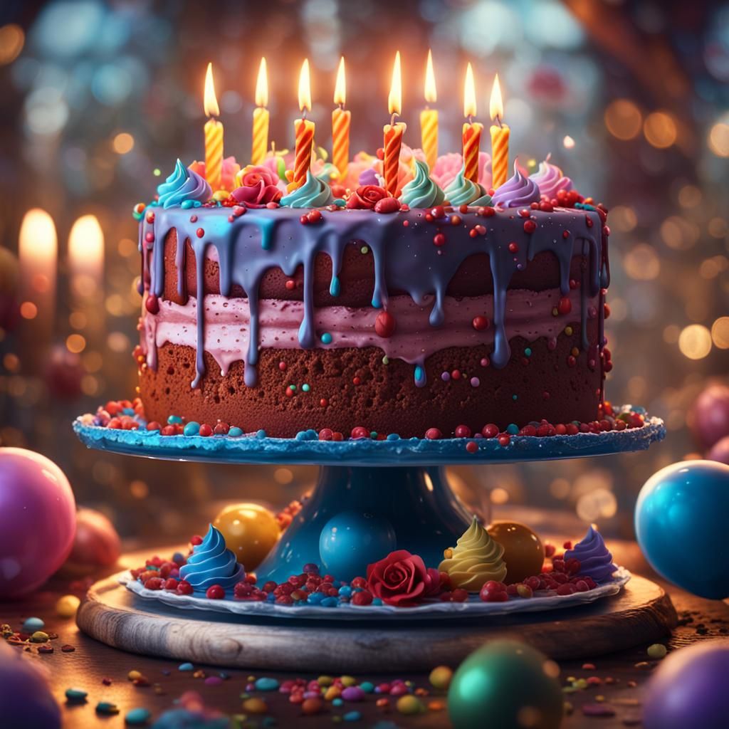 Fantastical Birthday Cake in Detailed Matte Painting