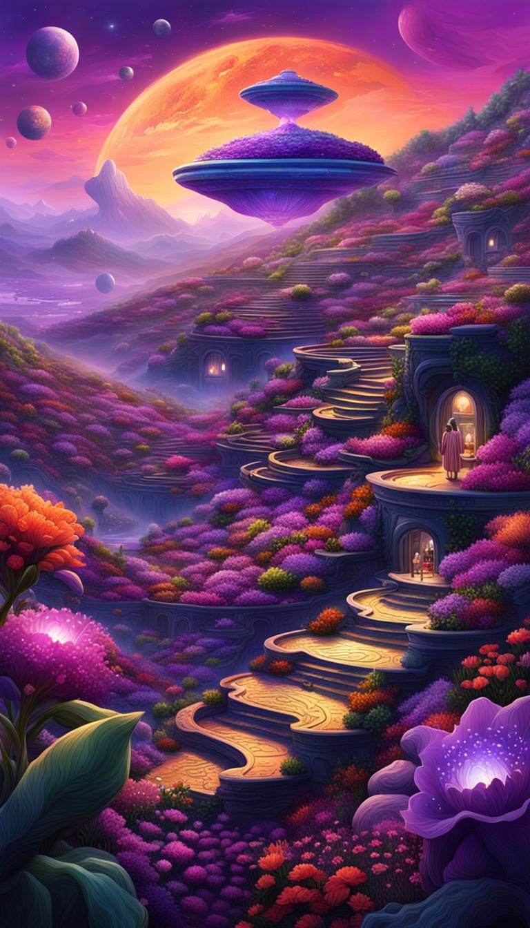 Alien Flower Gardens on Beta Centauri: Matte Painting