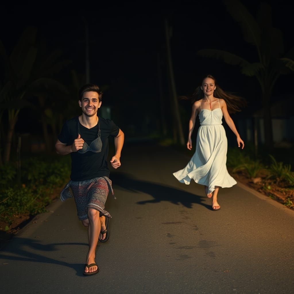 Eerie Night Chase on Country Road