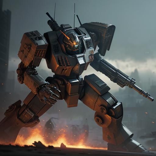 Armored Core Mobile Suit in Sci-Fi Environment