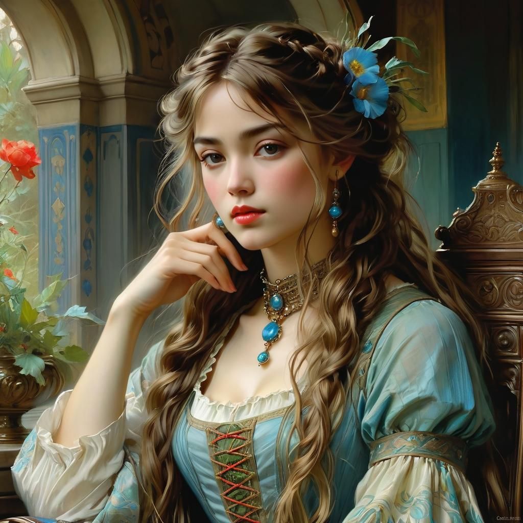 Elegant Portrait of a Beautiful Woman in Digital Art