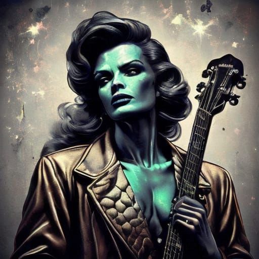 Neon Noir 1970s Busker in Film Noir Style