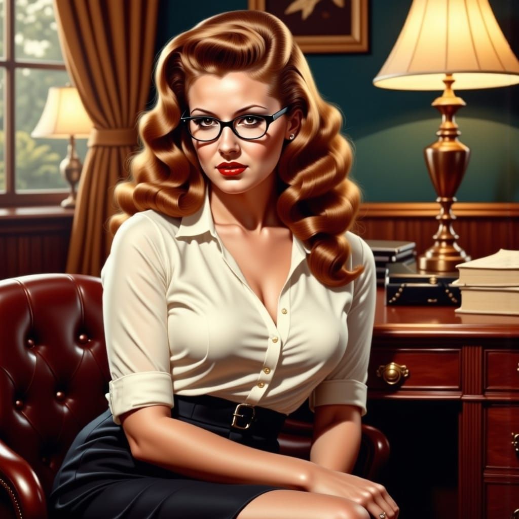 Nancy Drew Sits at Her Office Desk