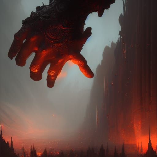 Hand of God in Dark Fantasy Style
