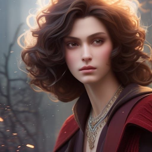 Wizard with Amber Eyes in Dark Fantasy Style