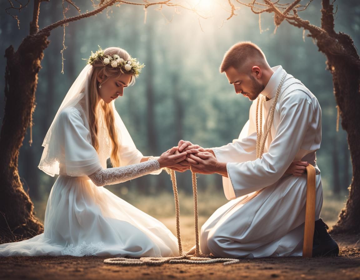 Hyborean Age Wedding Ritual in Fantasy Landscape