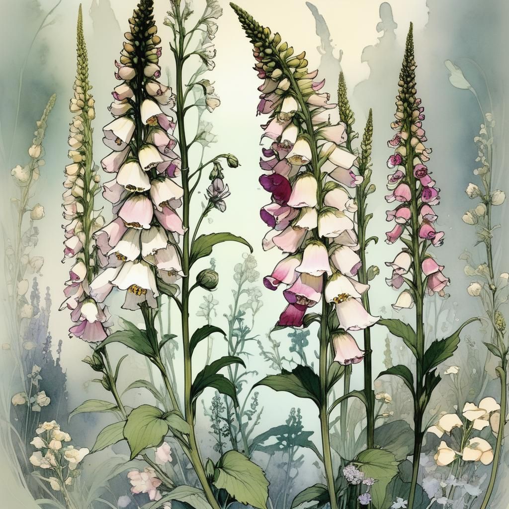 Enchanted Foxglove Blossom Illustration