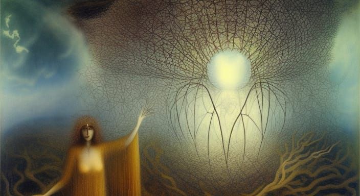 Mycelial Woman: A Detailed Digital Painting