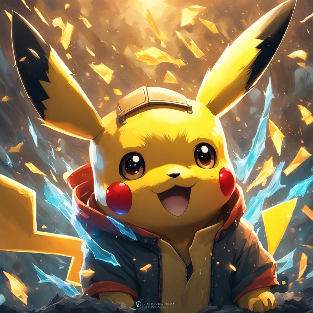 Pikachu Portrait in Hyperdetailed Art Nouveau Style