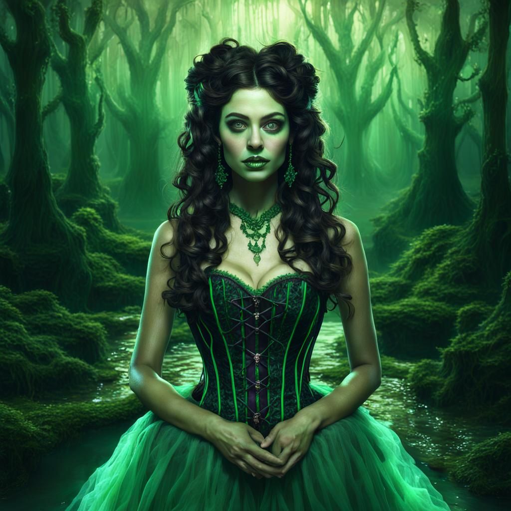 Cajun Bayou Witch Summoning Ghosts: Fantasy Art