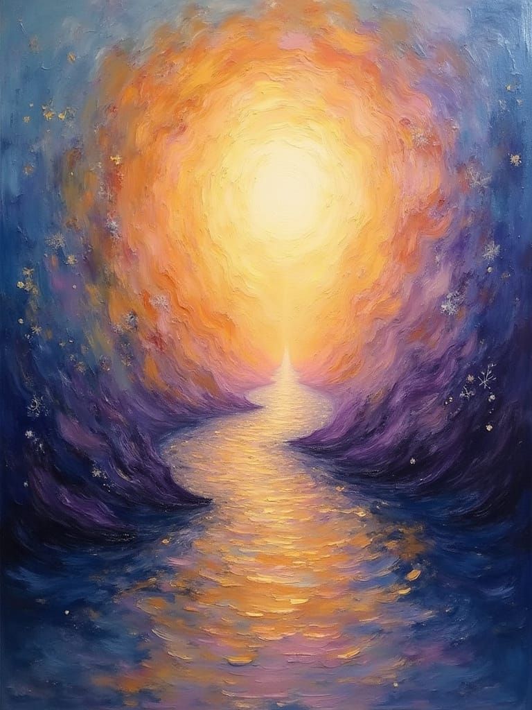 Ethereal Shabbat Landscape in Abstract Oil Painting Style