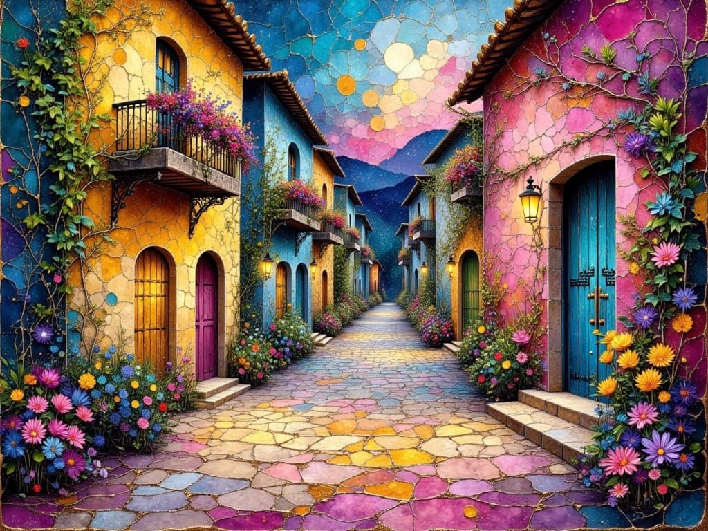 Mediterranean Alleyway Masterpiece in Vibrant Impressionist ...