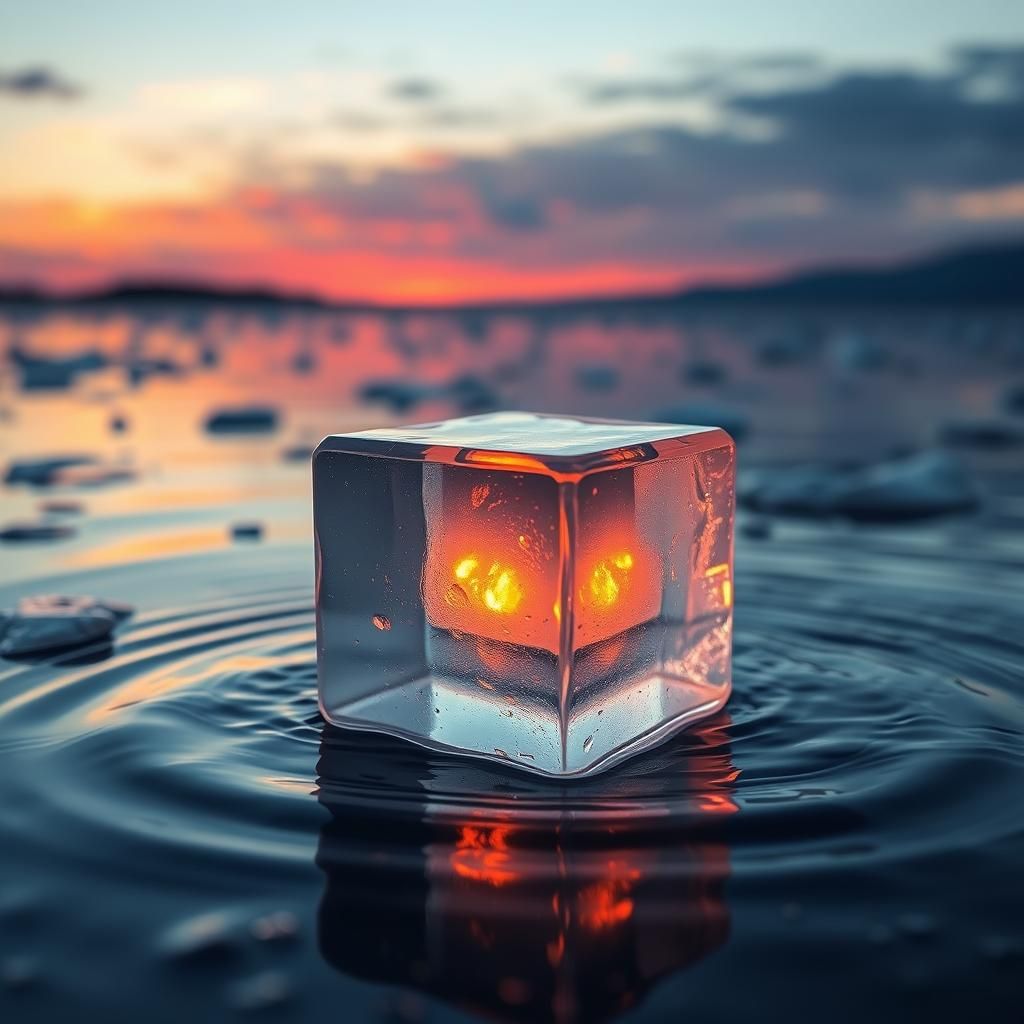 Fuel Cell Ice Cube with Sunset Glow