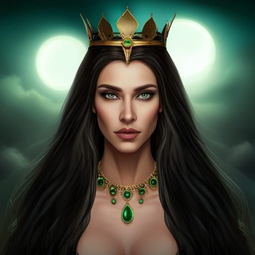 Fantasy Queen with Crown in Detailed Matte Painting