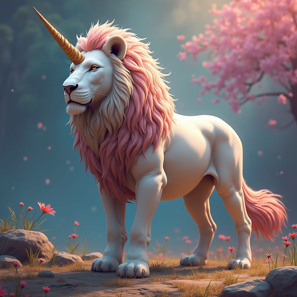 Lion-Unicorn Hybrid in Fantastical Realism