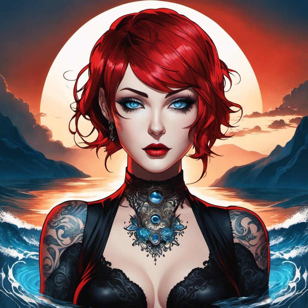 Gothic Woman Portrait in Anime Style