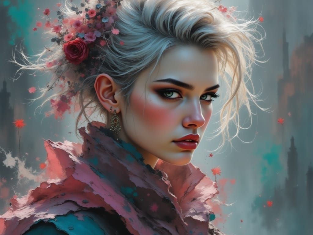 Detailed Portrait Fading into Background in Fantasy Style