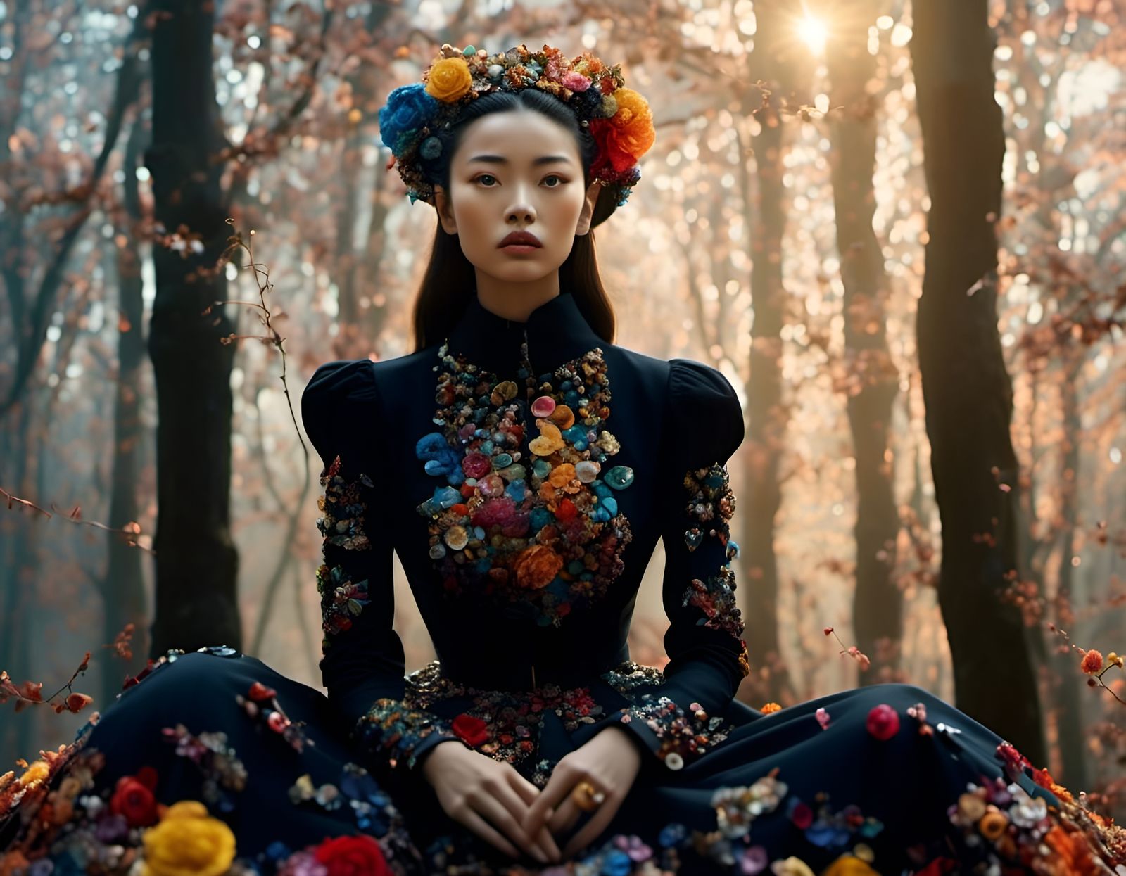 Hyperreal Girl in Explosion of Colors