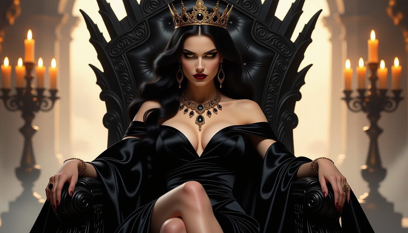 Dark Fantasy Queen on Obsidian Throne