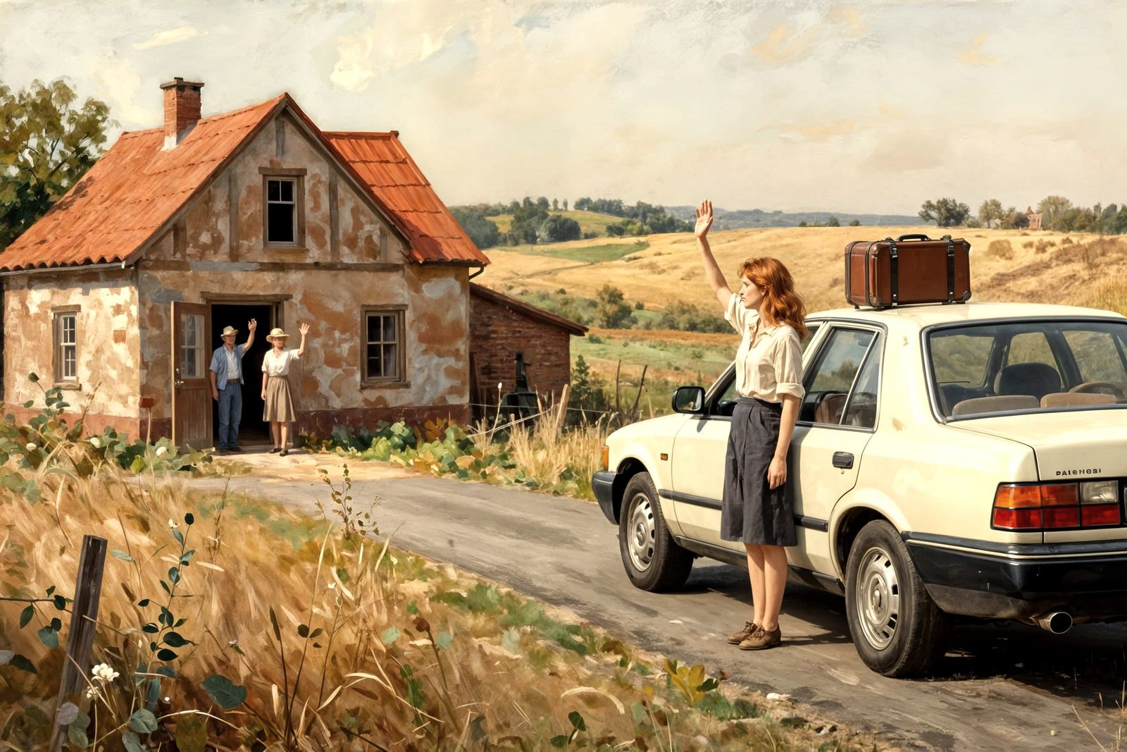 Farewell Farmhouse Scene in Early Morning Light