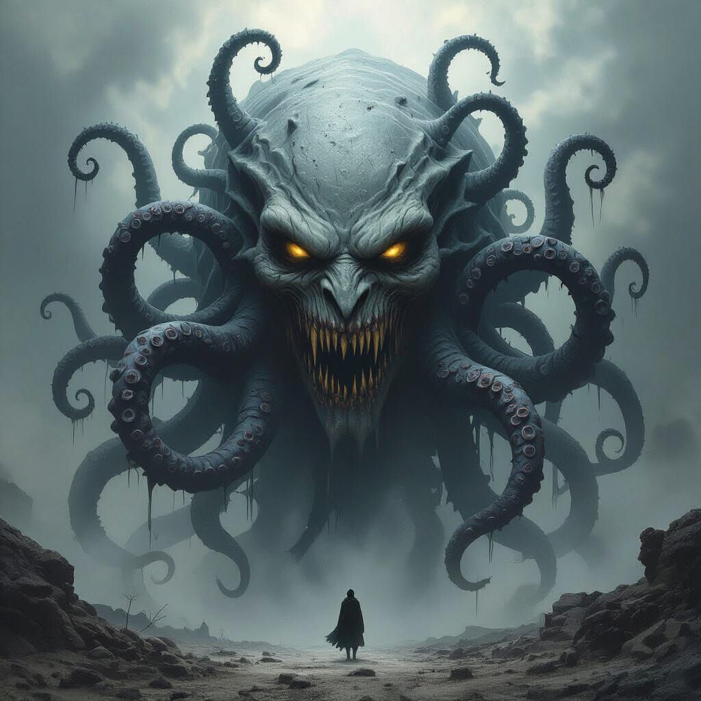 Monstrous Creature With Eighty Tentacles and Two Faces