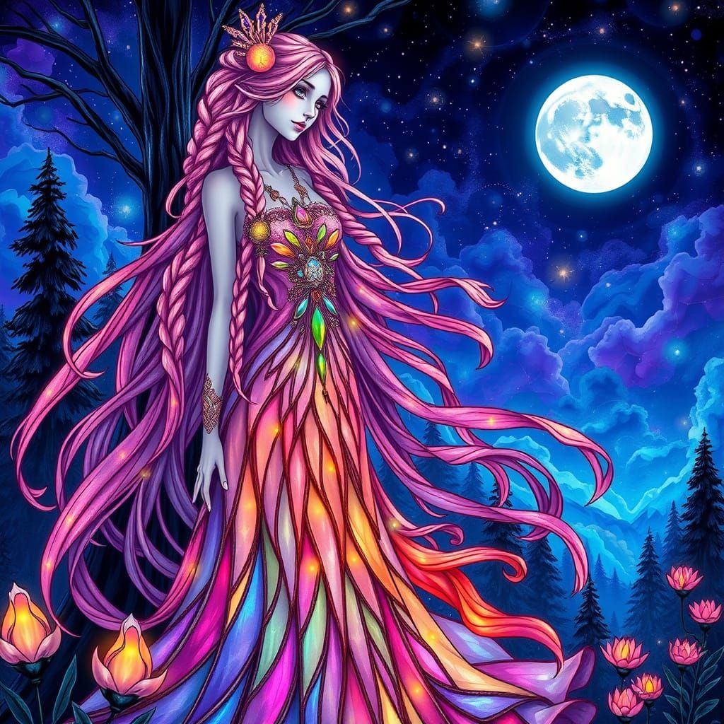 Enchanted Forest Goddess in Fantasy Art Style