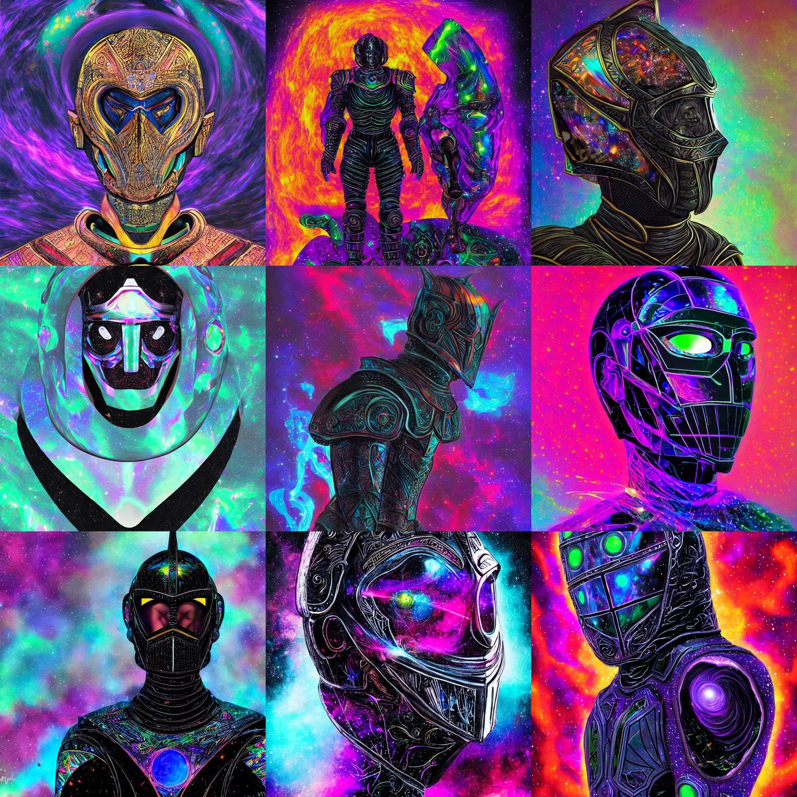 Black Knight in Holographic Cosmic Astral Illustration