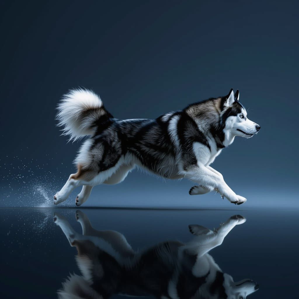 A Siberian Husky sprint