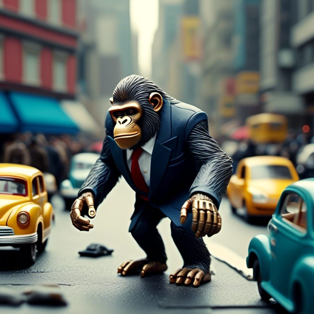 King Kong in Miniature Tilt-Shift Cityscape