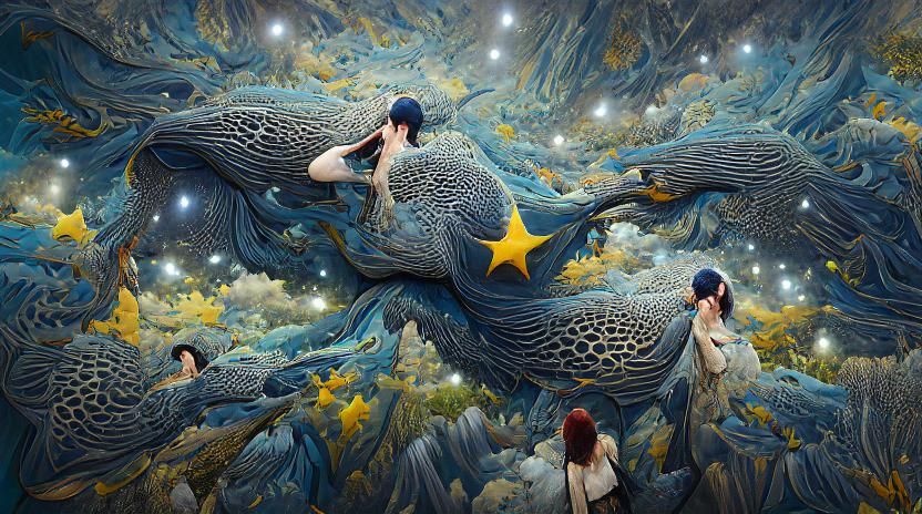 Surreal Starry Night Fairytale Sculpture